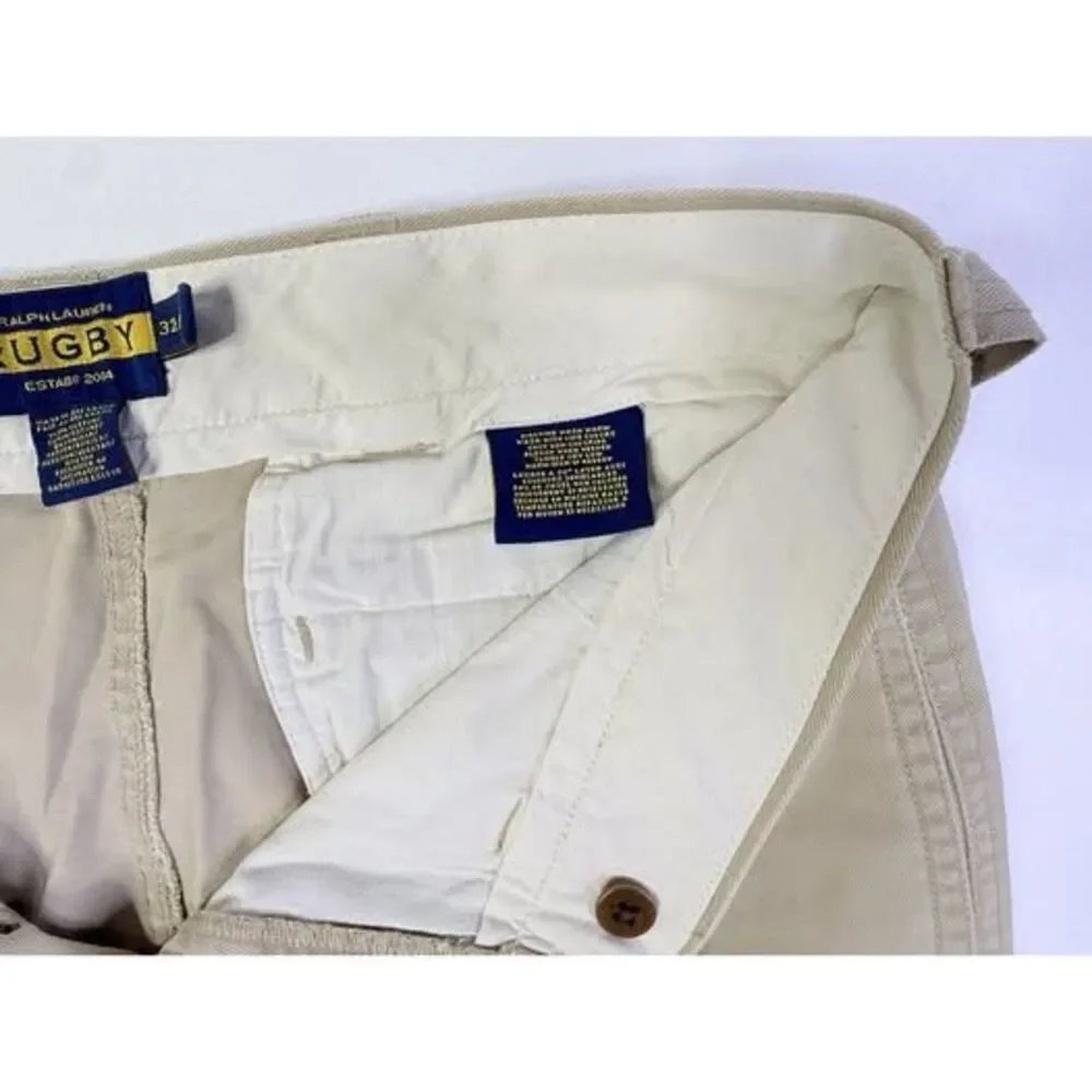 VTG Ralph Lauren Rugby Chino Pants Mens 32x30 Khaki Buckle Back Preppy Heritage